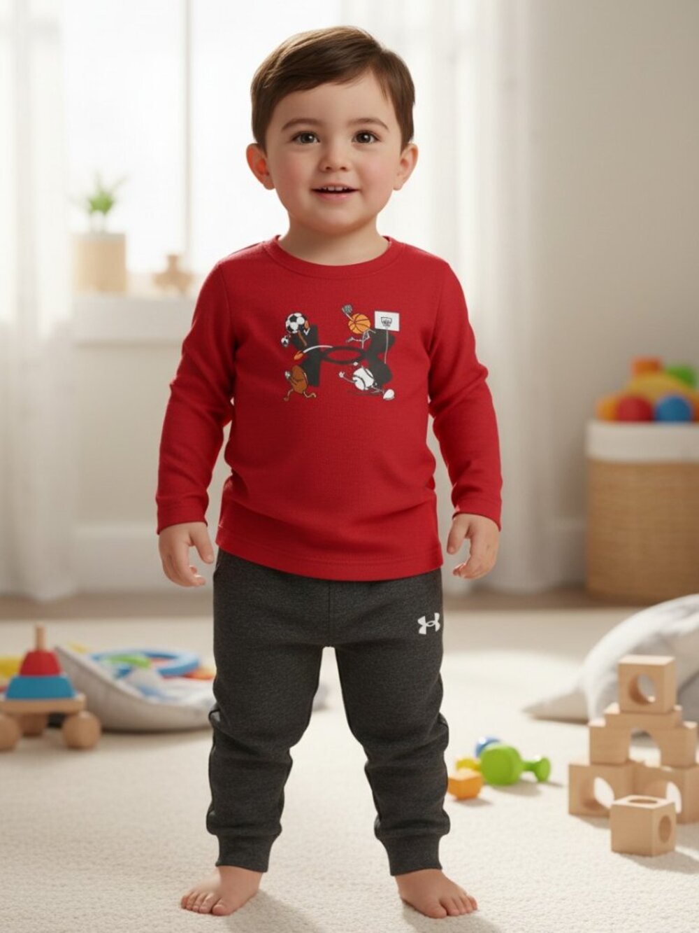 Under Armour Boys 12M Multi Sport Long Sleeve Shirt Jogger Set